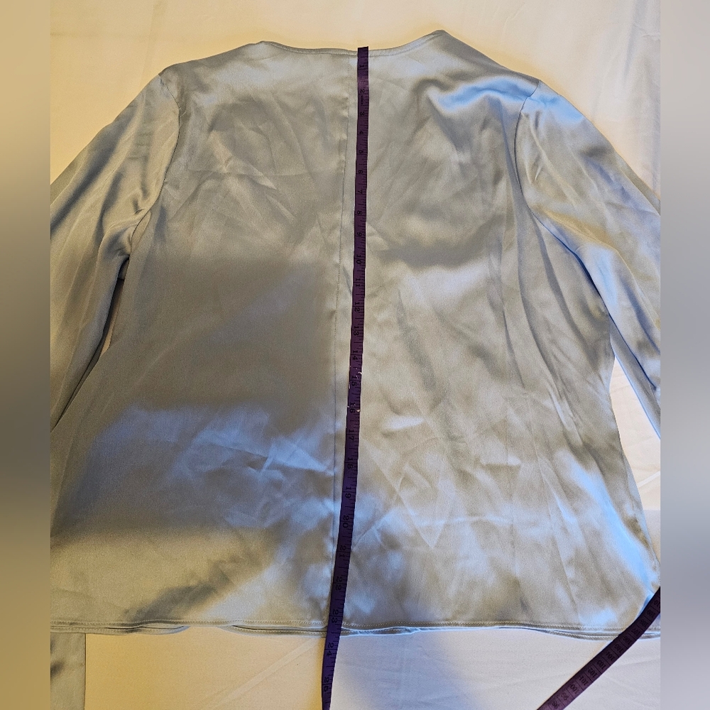 Worthington Soft Blue Wrap Blouse - Picture 12 of 16
